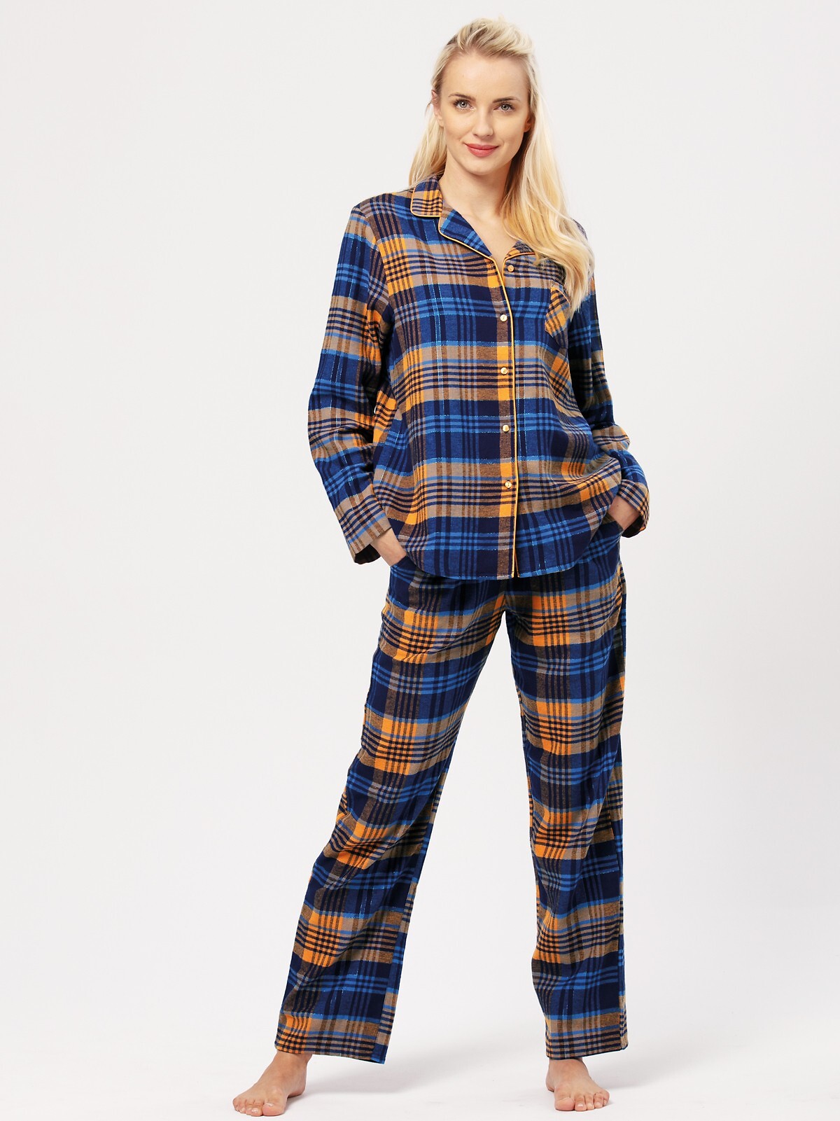 Piżama Key LNS 481 B24 Flanela dł/r S-XL rozpinana damska