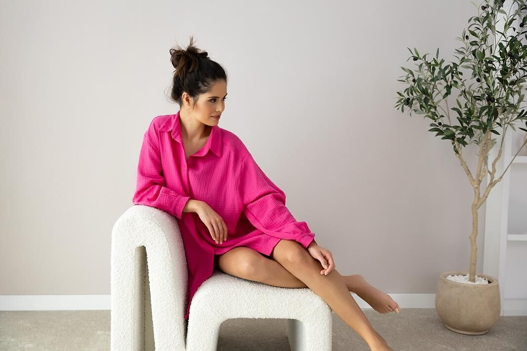 Koszula Sensis Magenta dł/r Muślin S-XL rozpinana - obrazek 6