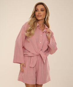 Komplet De Lafense 855 Harper 7/8 Muślin Homewear S-2XL rozpinany - obrazek 6