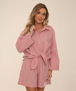 Komplet De Lafense 855 Harper 7/8 Muślin Homewear S-2XL rozpinany - obrazek 12