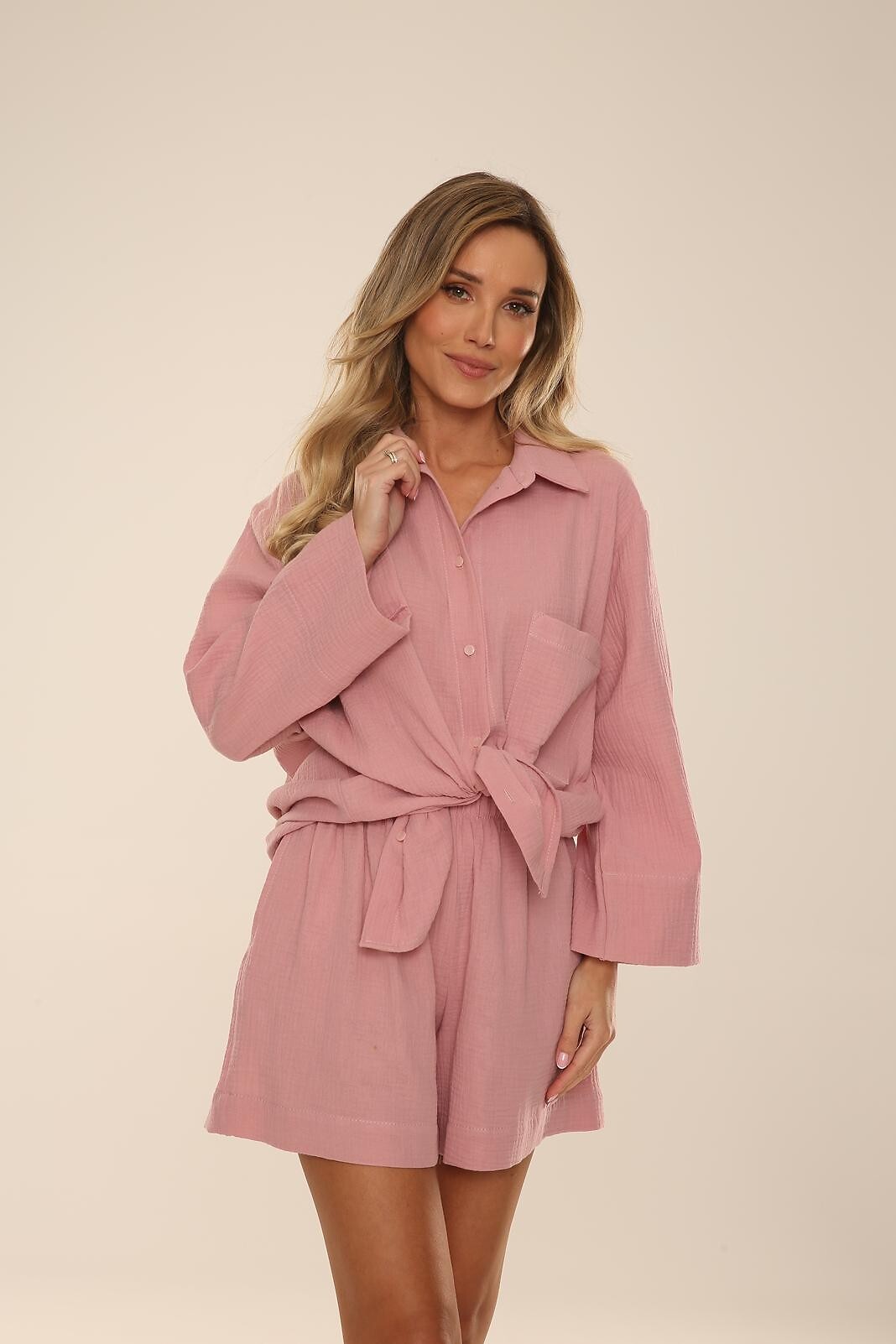 Komplet De Lafense 855 Harper 7/8 Muślin Homewear S-2XL rozpinany - obrazek 12
